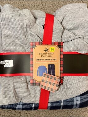 Beverly Hills Polo Club Gray Thermal Top & Microfleece Lounge Pants Set